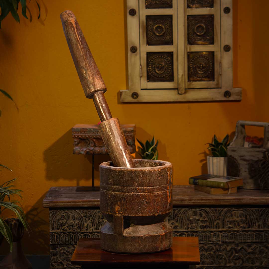 Timeless Vintage Wooden Okhli Timeless Vintage Wooden Okhli